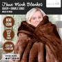 Laura Hill Faux Mink Blanket 800GSM Heavy Double-Sided - Chocolate thumbnail 3
