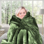Laura Hill 800GSM Heavy Double-Sided Queen Faux Mink Blanket - Green thumbnail 7