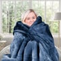 Laura Hill Faux Mink Blanket 800GSM Heavy Double-Sided - Navy Blue thumbnail 6