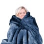 Laura Hill Faux Mink Blanket 800GSM Heavy Double-Sided - Navy Blue thumbnail 7