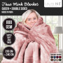 Laura Hill 800GSM Heavy Double-Sided Queen Faux Mink Blanket - Pink thumbnail 3
