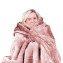 Laura Hill 800GSM Heavy Double-Sided Queen Faux Mink Blanket - Pink thumbnail 1