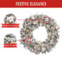 Christabelle 1.2m Frosted Colonial Pre-Lit Christmas Wreath, 200 Warm White LED Lights, Snowy Holiday Decor thumbnail 6
