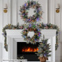 Christabelle 61cm Christmas Wreath Snowy Stamford Spruce with Coloured LED Lights Front Door Decoration Ornament thumbnail 8
