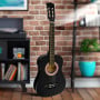 Karrera 34in Wooden Acoustic Childrens Guitar - Black thumbnail 5