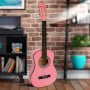 Karrera 34in Acoustic Childrens Wooden Guitar - Pink thumbnail 8