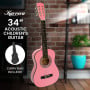Karrera 34in Acoustic Childrens Wooden Guitar - Pink thumbnail 4