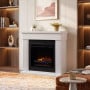 Dimplex Portland 2kW Mini Mantel Freestanding Electric Fireplace Heater Suite with Optiflame LED Flame Effect, White thumbnail 7