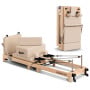 Powertrain Selina Pilates Reformer Machine Wooden Folding Multifunctional Home Gym Equipment with Jumpboard & Sitting Box Oak Beige thumbnail 2