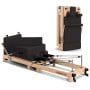 Powertrain Selina Pilates Reformer Machine Wooden Folding Multifunctional Home Gym Equipment with Jumpboard & Sitting Box Oak Black thumbnail 2