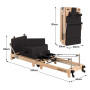 Powertrain Selina Pilates Reformer Machine Wooden Folding Multifunctional Home Gym Equipment with Jumpboard & Sitting Box Oak Black thumbnail 3