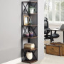 Sarantino Nora 5-Tier Corner Bookshelf - Walnut/Black thumbnail 10