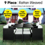 9 Piece PE Rattan Garden Patio Outdoor Dining Set Black thumbnail 2