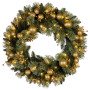 Christabelle 76cm Christmas Wreath with warm White LED Lights and Timer Front Door Decoration Ornament thumbnail 1