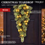 Christabelle 90cm Gold Christmas Teardrop Pre Lit Warm White LED Timer Baubles Berries Front Door Xmas Decoration Home thumbnail 13