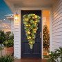 Christabelle 90cm Gold Christmas Teardrop Pre Lit Warm White LED Timer Baubles Berries Front Door Xmas Decoration Home thumbnail 7