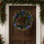 Christabelle 61cm Christmas Wreath LED Lights Glittery Gold Pine Front Door Decoration Ornament thumbnail 6