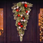 Christabelle 90cm Jingle Bells Christmas Teardrop Pre Lit Warm White LED Timer Baubles Berries Silver Shimmer Foliage thumbnail 2