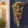 Christabelle 90cm Jingle Bells Christmas Teardrop Pre Lit Warm White LED Timer Baubles Berries Silver Shimmer Foliage thumbnail 10