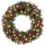 Snowy Bristle 122cm Multicolour Pre-Lit Christmas Wreath thumbnail 3