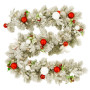 Christabelle 2.74m Snowy Elegance Christmas Garland Pre Lit Warm White LED Red Baubles Berries Flocked Mantel Banister thumbnail 1