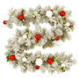 Christabelle 2.74m Snowy Elegance Christmas Garland Pre Lit Warm White LED Red Baubles Berries Flocked Mantel Banister thumbnail 3