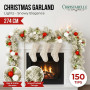Christabelle 2.74m Snowy Elegance Christmas Garland Pre Lit Warm White LED Red Baubles Berries Flocked Mantel Banister thumbnail 13