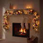 Christabelle 2.74m Snowy Elegance Christmas Garland Pre Lit Warm White LED Red Baubles Berries Flocked Mantel Banister thumbnail 5