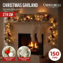 Christabelle 2.74m Snowy Elegance Christmas Garland Pre Lit Warm White LED Red Baubles Berries Flocked Mantel Banister thumbnail 14
