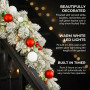 Christabelle 2.74m Snowy Elegance Christmas Garland Pre Lit Warm White LED Red Baubles Berries Flocked Mantel Banister thumbnail 4