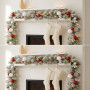 Christabelle 2.74m Snowy Elegance Christmas Garland Pre Lit Warm White LED Red Baubles Berries Flocked Mantel Banister thumbnail 8