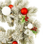 Christabelle 2.74m Snowy Elegance Christmas Garland Pre Lit Warm White LED Red Baubles Berries Flocked Mantel Banister thumbnail 11