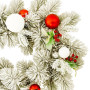Christabelle 2.74m Snowy Elegance Christmas Garland Pre Lit Warm White LED Red Baubles Berries Flocked Mantel Banister thumbnail 12