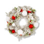Christabelle 61cm Snowy Elegance Christmas Wreath Pre Lit Warm White LED Red Baubles Berries Front Door Xmas Decoration thumbnail 1