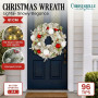 Christabelle 61cm Snowy Elegance Christmas Wreath Pre Lit Warm White LED Red Baubles Berries Front Door Xmas Decoration thumbnail 14