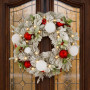 Christabelle 61cm Snowy Elegance Christmas Wreath Pre Lit Warm White LED Red Baubles Berries Front Door Xmas Decoration thumbnail 2