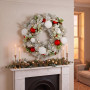 Christabelle 61cm Snowy Elegance Christmas Wreath Pre Lit Warm White LED Red Baubles Berries Front Door Xmas Decoration thumbnail 3