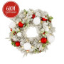 Christabelle 61cm Snowy Elegance Christmas Wreath Pre Lit Warm White LED Red Baubles Berries Front Door Xmas Decoration thumbnail 4