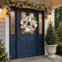 Christabelle 61cm Snowy Elegance Christmas Wreath Pre Lit Warm White LED Red Baubles Berries Front Door Xmas Decoration thumbnail 6