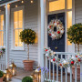 Christabelle 61cm Snowy Elegance Christmas Wreath Pre Lit Warm White LED Red Baubles Berries Front Door Xmas Decoration thumbnail 9