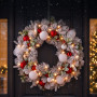 Christabelle 76cm Snowy Elegance Christmas Wreath Pre Lit Warm White LED Red Baubles Berries Front Door Xmas Decoration thumbnail 2