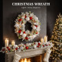 Christabelle 76cm Snowy Elegance Christmas Wreath Pre Lit Warm White LED Red Baubles Berries Front Door Xmas Decoration thumbnail 3