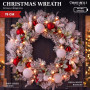 Christabelle 76cm Snowy Elegance Christmas Wreath Pre Lit Warm White LED Red Baubles Berries Front Door Xmas Decoration thumbnail 12