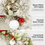 Christabelle 76cm Snowy Elegance Christmas Wreath Pre Lit Warm White LED Red Baubles Berries Front Door Xmas Decoration thumbnail 7