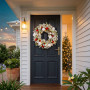Christabelle 76cm Snowy Elegance Christmas Wreath Pre Lit Warm White LED Red Baubles Berries Front Door Xmas Decoration thumbnail 8
