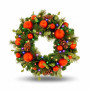 Christabelle 61cm Sable Fir Christmas Wreath Pre Lit Multi Function LED Eucalyptus Pine Cones Red Baubles Home thumbnail 1