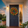 Christabelle 61cm Sable Fir Christmas Wreath Pre Lit Multi Function LED Eucalyptus Pine Cones Red Baubles Home thumbnail 6