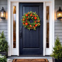 Christabelle 61cm Sable Fir Christmas Wreath Pre Lit Multi Function LED Eucalyptus Pine Cones Red Baubles Home thumbnail 10