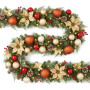 Christabelle 2.74m Timeless Elegance Christmas Garland Pre Lit Multi Function LED Gold Red Baubles Pine Cones Timer Home thumbnail 1