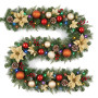 Christabelle 2.74m Timeless Elegance Christmas Garland Pre Lit Multi Function LED Gold Red Baubles Pine Cones Timer Home thumbnail 3